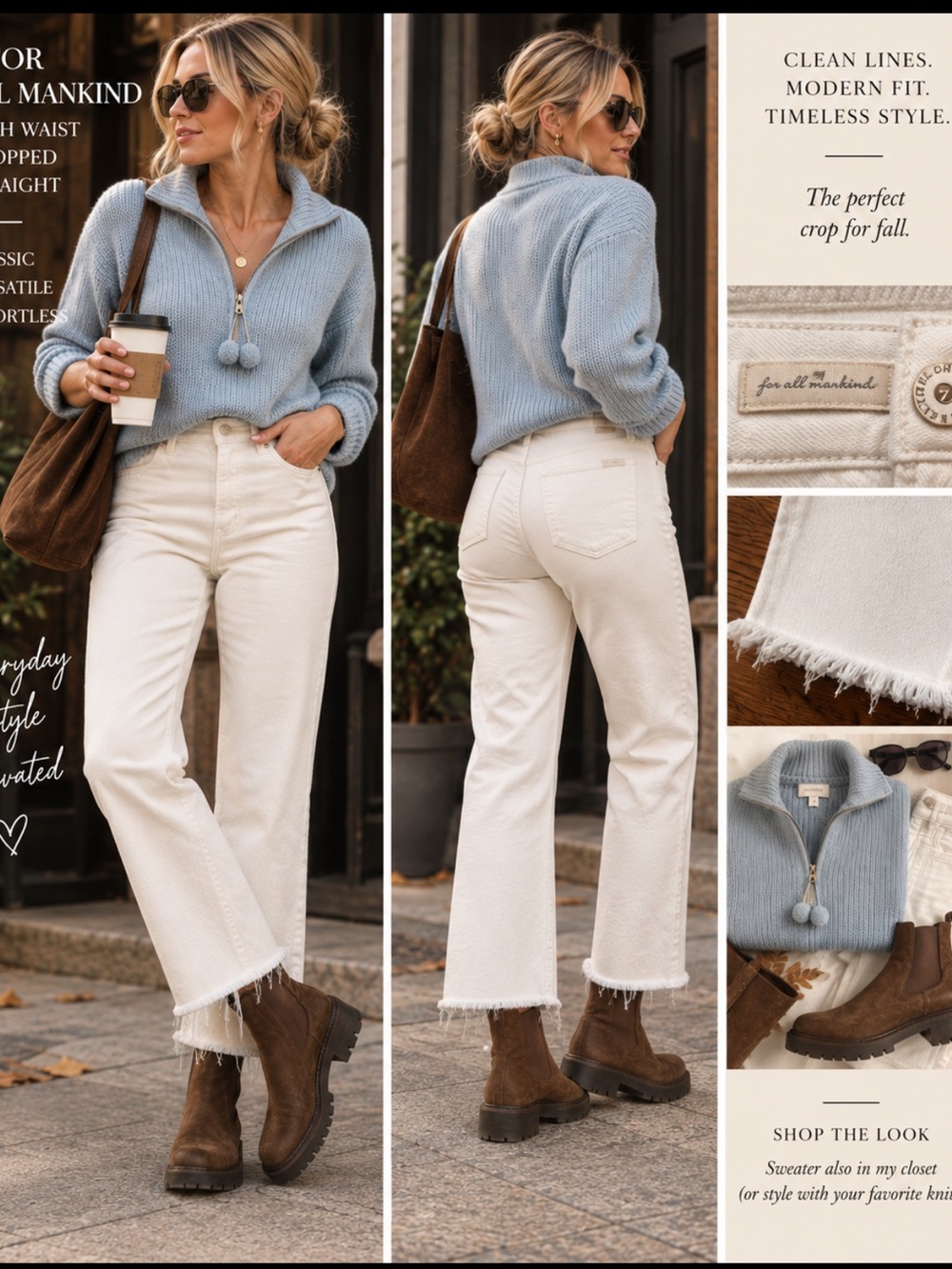 7 For All Mankind High Waist Cropped Straight Jeans 28 Ecru Raw Hem Ivory